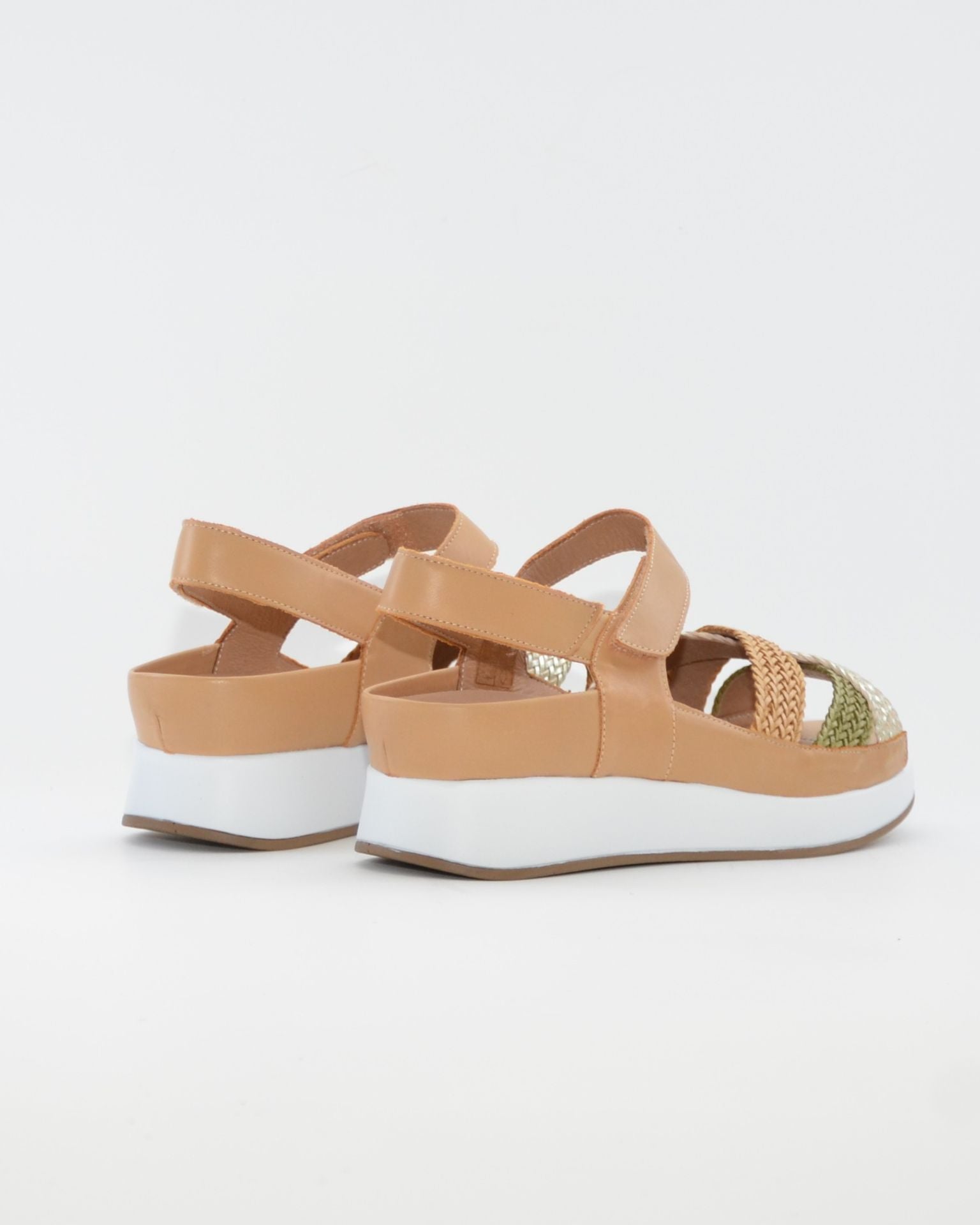 SANDALIA TRENZADA PLANTILLA EXTRAIBLE MUJER ANCHO ESPECIAL MULTI MIEL PIE SANTO 260429