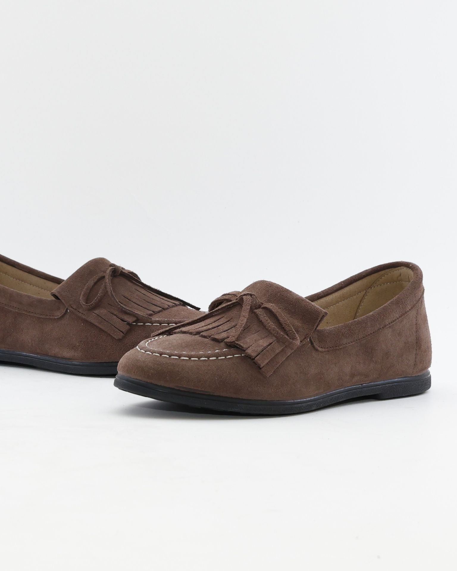 MOCASINES MUJER CON FLECOS EN PIEL COLOR MARRON MACARENA RANIA 69 NOISETTE