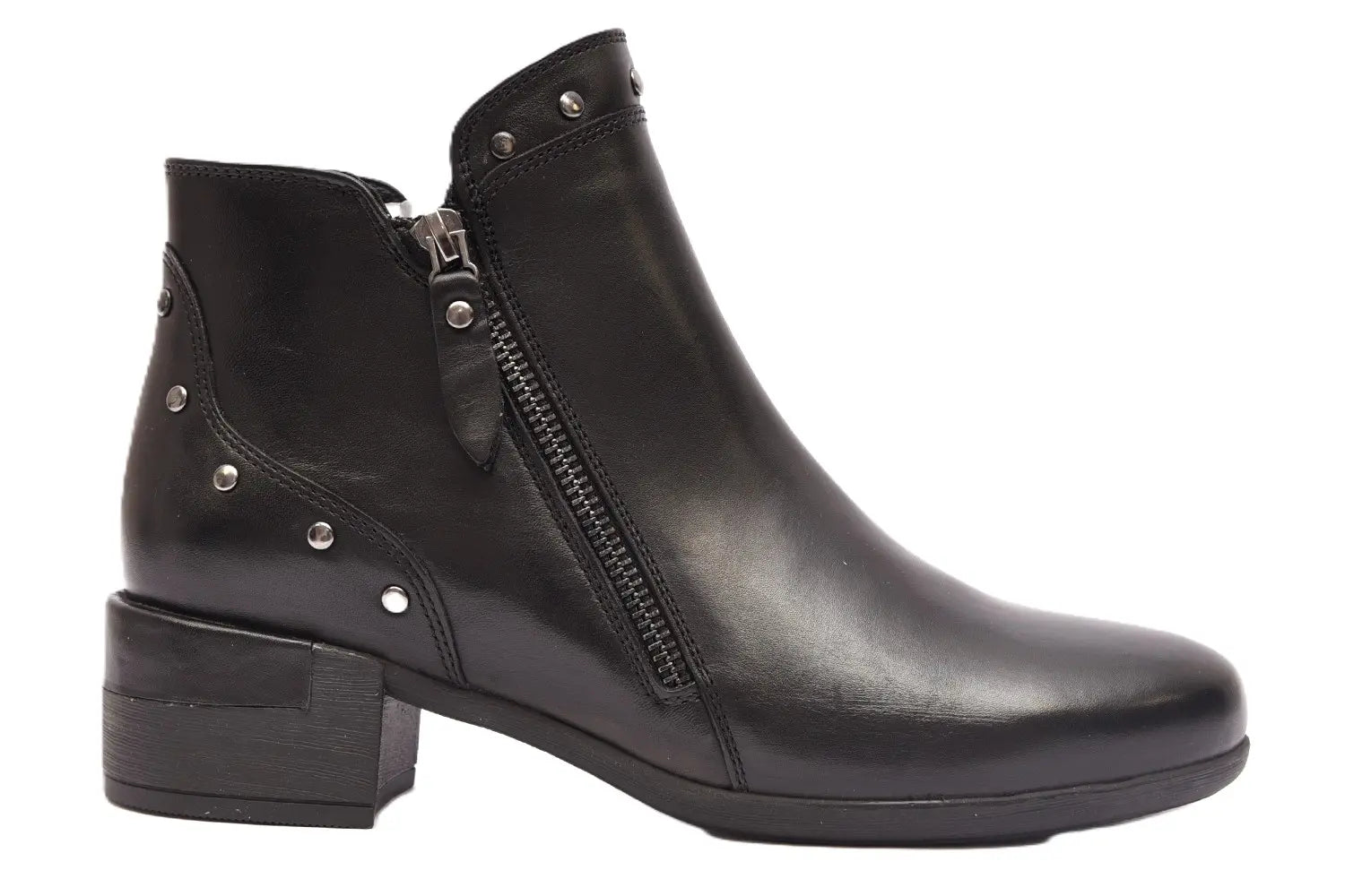 BOTIN MUJER NEGRO TACON CUADRADO Y CREMALLERA  L-1311