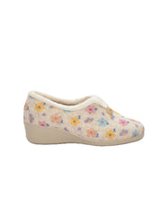 ZAPATILLAS DE CASA MUJER ANCHO ESPECIAL FIELTRO FLORES BEIGE