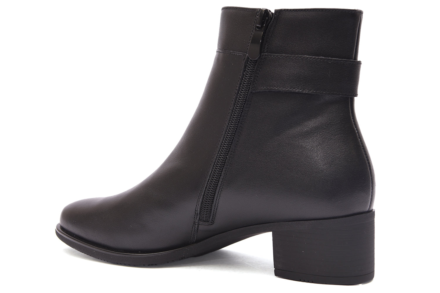 BOTIN MUJER NEGRO TACON CUADRADO Y CREMALLERA  L-4419