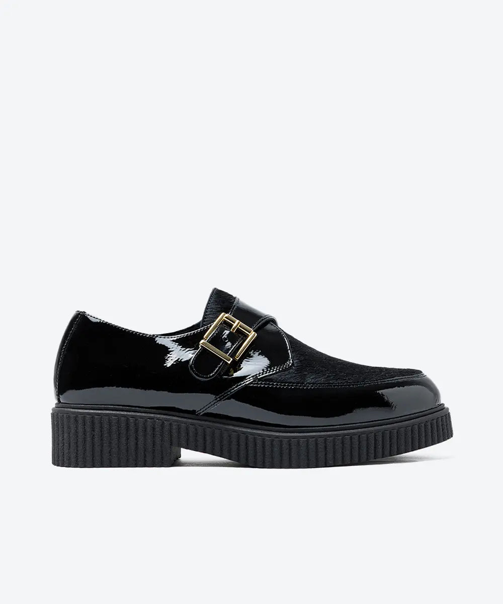 ZAPATO MUJER HEBILLA CHAROL NEGRO POTRO NEGRO LACOMBA ORCHID