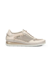 ZAPATO FLUCHOS MUJER COLOR BLANCO ROTO CON ELASTICOS METALIZADOS FLUCHOS SELLA F2143 RAW