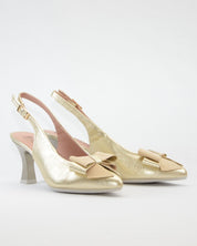 ZAPATO SALON DESTALONADO COLOR DORADO ADORNO LAZO PITILLOS 11191 ORO