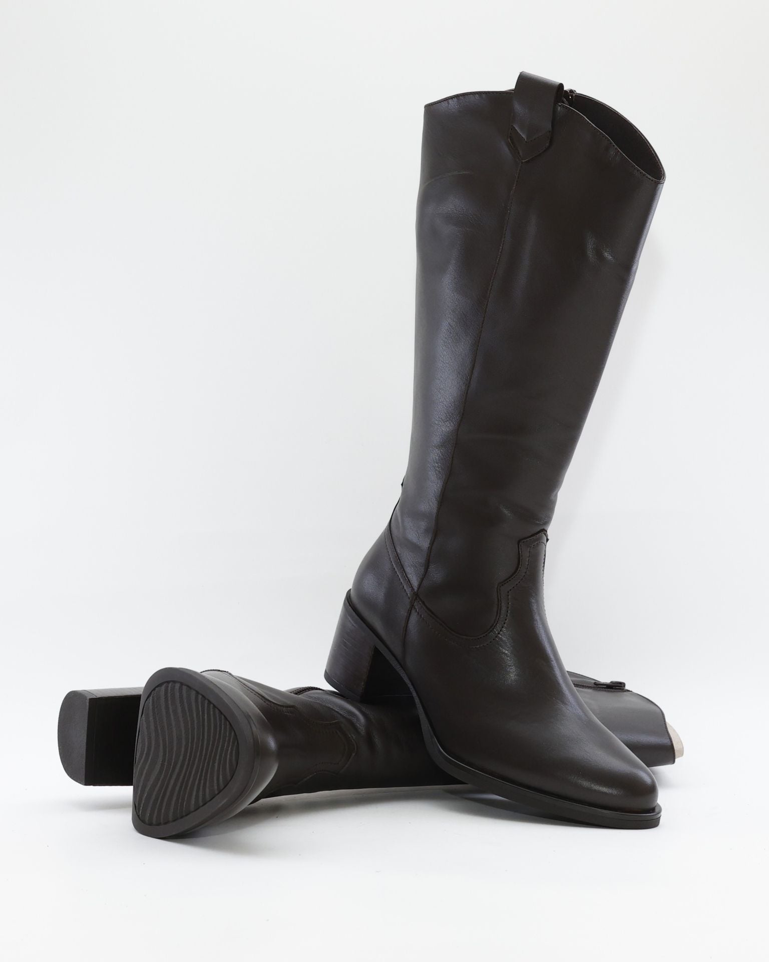 BOTA ALTA MUJER ANCHO ESPECIAL DE GEMELO ANCHO PIESANTO 235461 XL NATUR CAOBA