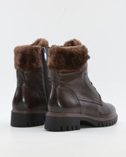BOTIN PLANO MUJER CORDONES Y CREMALLERA COLOR  MARRON CHOCOLATE CON PELO REGARDE LE CIEL JUSTINA 02 COFFE