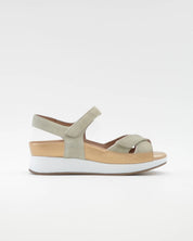SANDALIA CRUZADA PLANTILLA EXTRAIBLE MUJER TRES VELCROS ANCHO ESPECIAL COLOR VERDE PIE SANTO 260381 EUCALIPTO