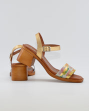 SANDALIA MUJER TACON MEDIO PLANTA DE GEL COLOR DORADO ACUARELA JORDANA 2290