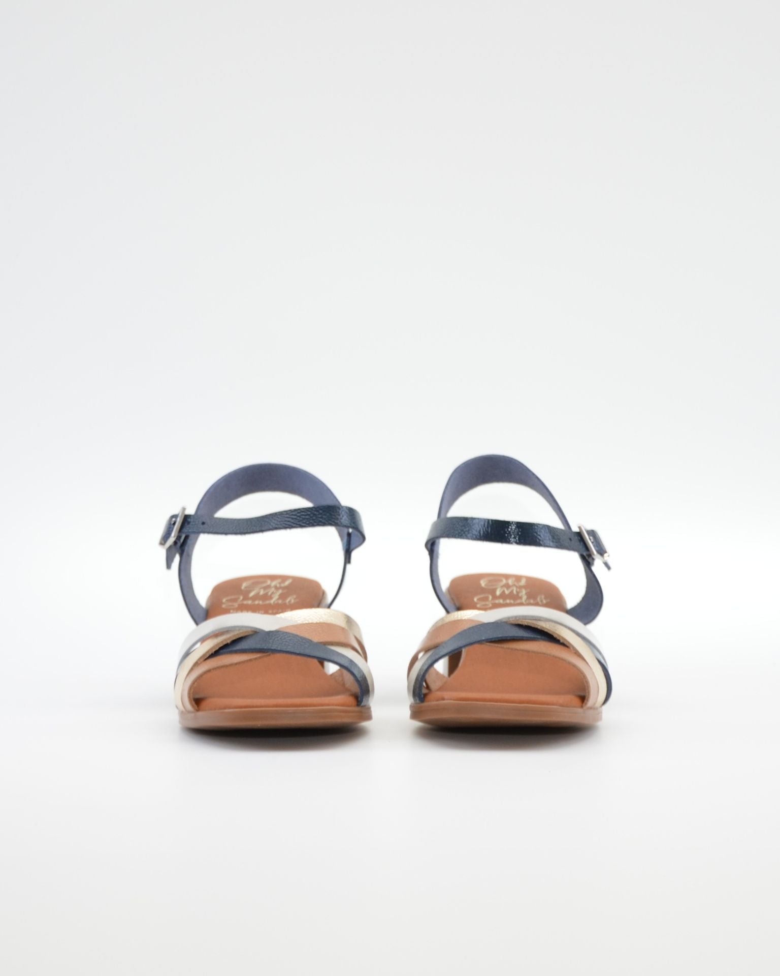 SANDALIA MUJER TIRAS CHAROL COMBI MARINO TACON PLANTA DE GEL OH MY SANDALS 6004