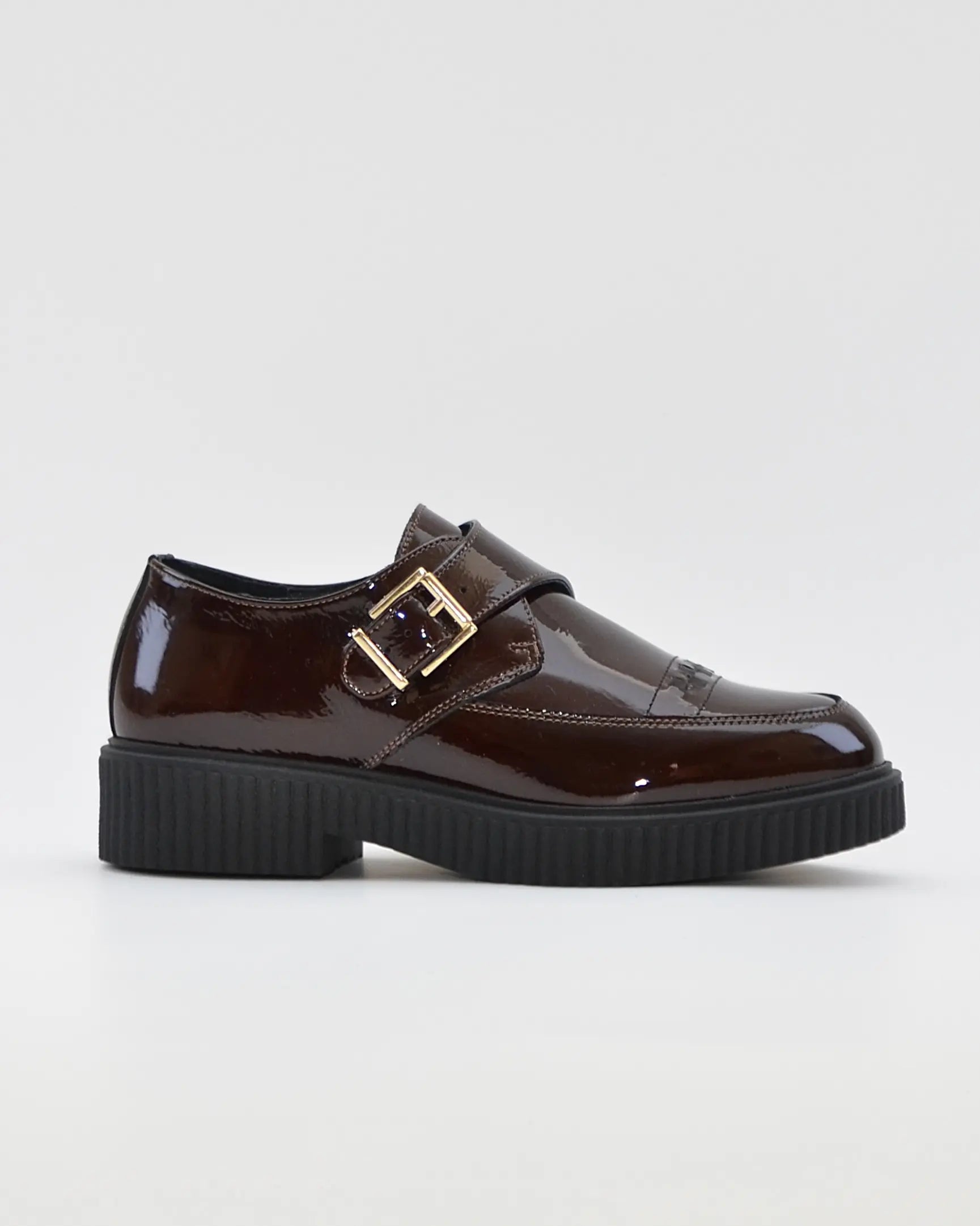 ZAPATO MUJER HEBILLA CHAROL MARRON CHOCOLATE LACOMBA GAURA CHOC