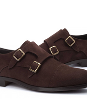 ZAPATO HOMBRE DOS HEBILLAS ESTILO MONK SERRAJE MARRON OSCURO EMPIRE 1492-2632X
