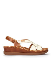 SANDALIA PLANA DE PIEL TRENZADA COLOR BLANCO ROTO PIKOLINOS W8K-1839C2 NATA