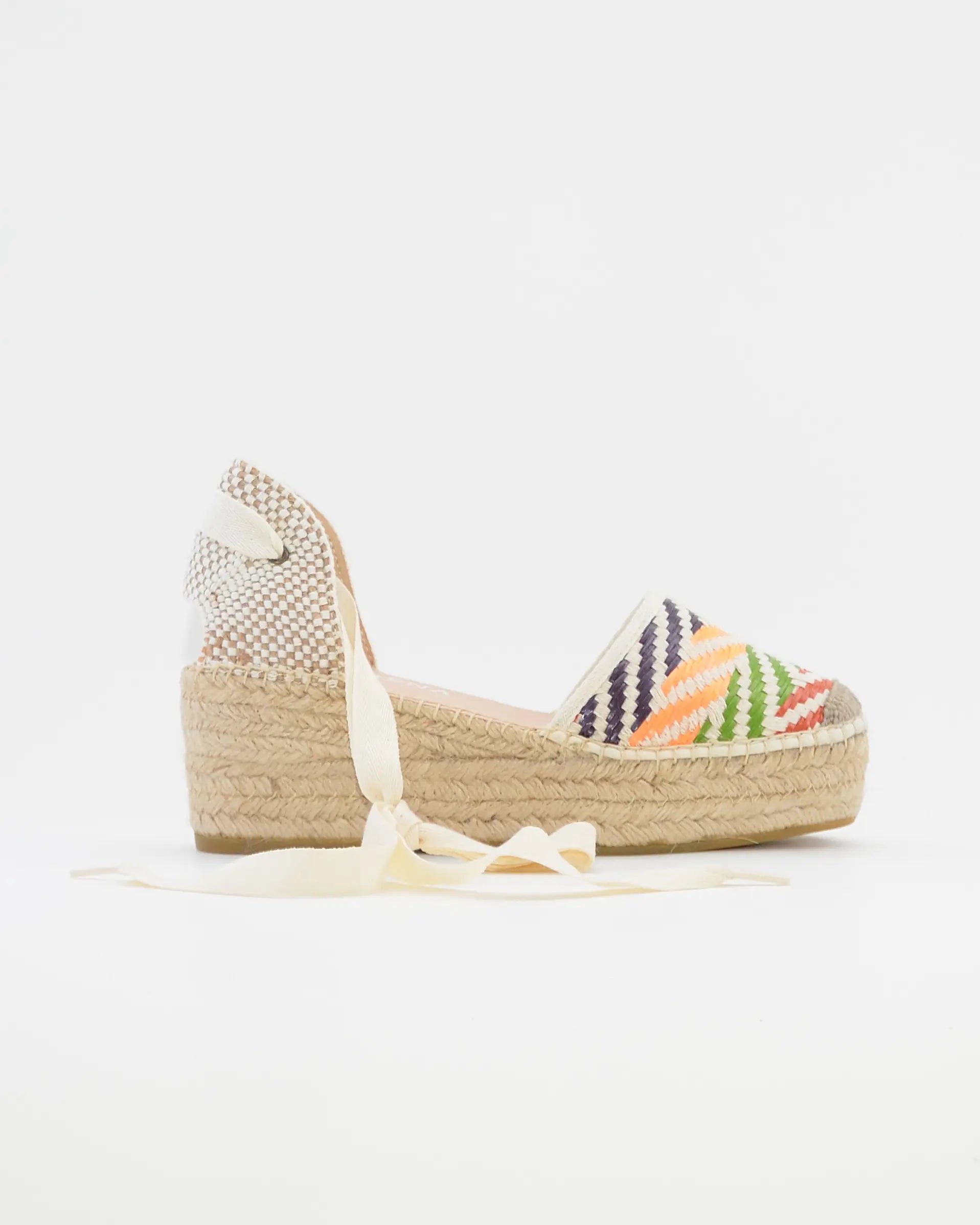 ALPARGATAS DE CUÑA TEJIDO MULTI CRUDO MACARENA JAVA 64