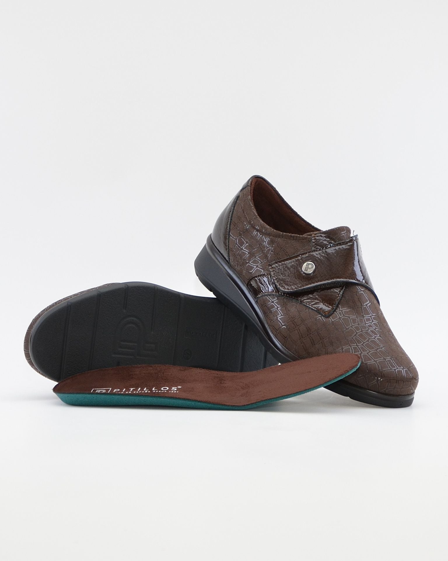 ZAPATO ANCHO ESPECIAL VELCRO PLANTILLA EXTRAIBLE PITILLOS 11510 MARRÓN