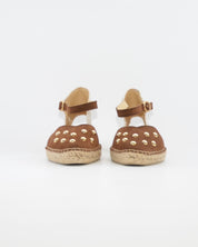 ALPARGATA CON PULSERA MUJER SALVI MARRON CHOCOLATE CON TACHAS DORADAS 219016