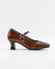 ZAPATO SALON MUJER CON PULSERA CHAROL CUERO Y MARRÓ PITILLOS 11683