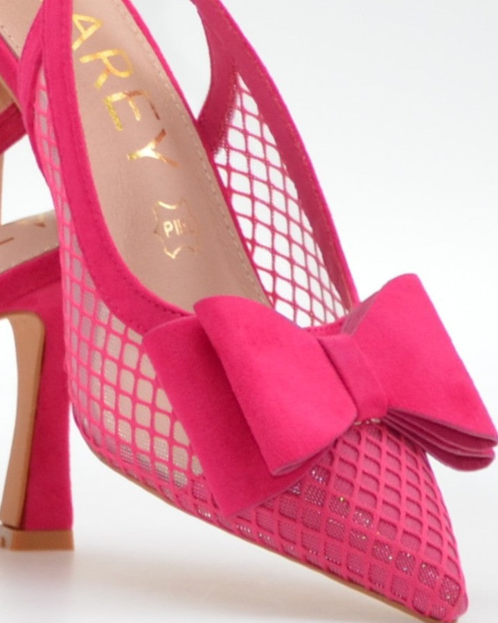 ZAPATO FIESTA MUJER DESTALONADO CON LAZO COLOR FUXIA AZAREY 613K933