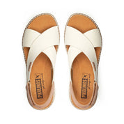 SANDALIA MUJER TIRAS CRUZADAS COLOR BLANCO ROTO PIKOLINOS W0K-0606C1 NATA