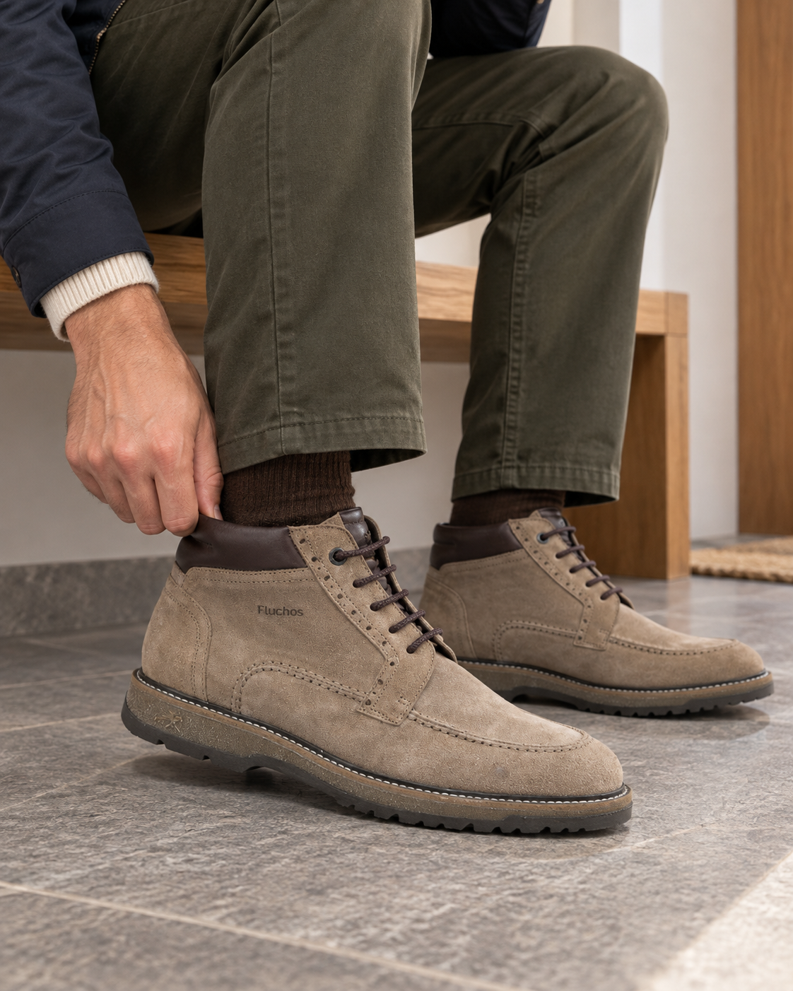 BOTA CORDON HOMBRE SERRAJE TAUPE CON CORDONES FLUCHOS BUGGY F2325 MARMOTA