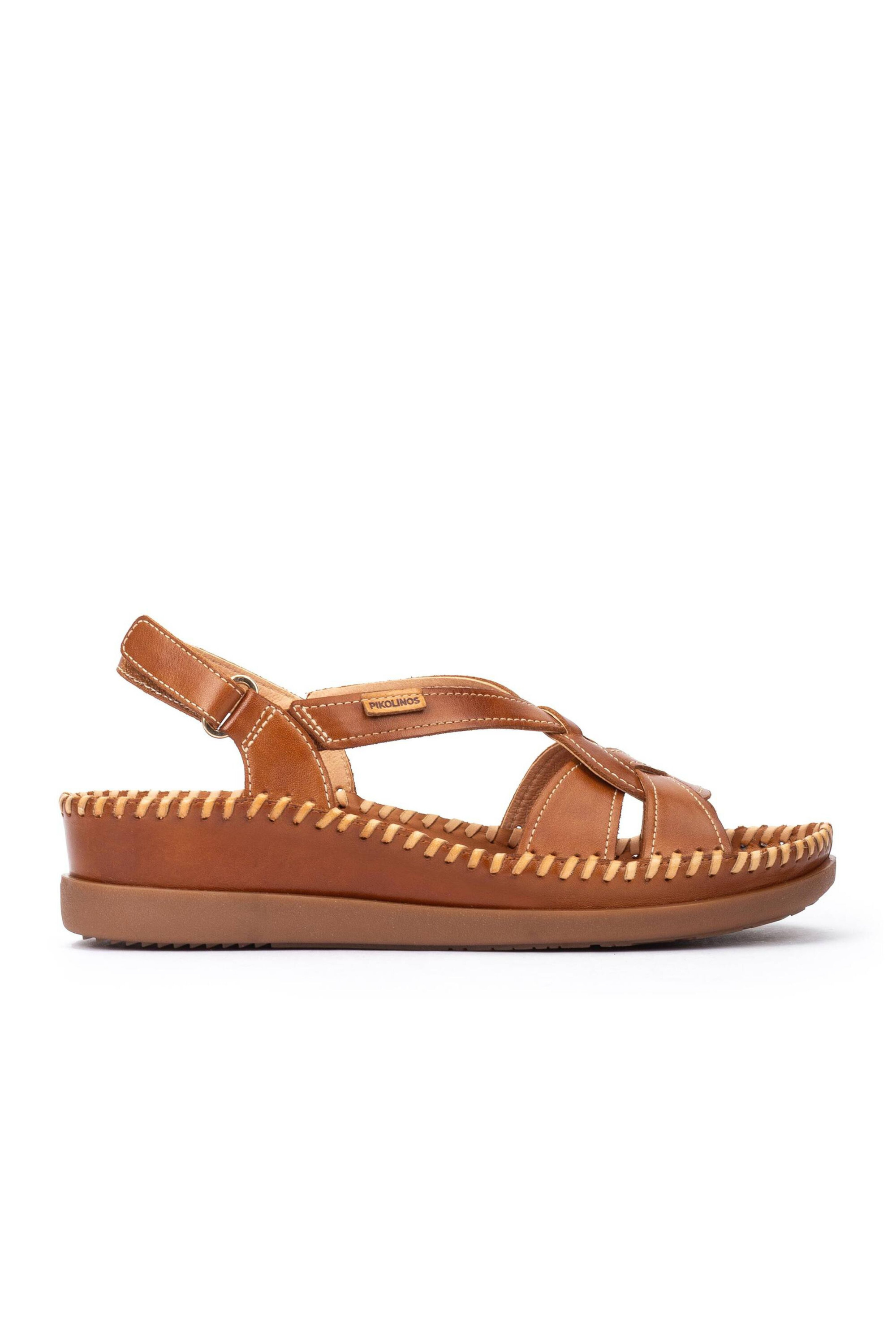 SANDALIA DE PIEL TRENZADA COLOR BRANDY PIKOLINOS W8K-1839