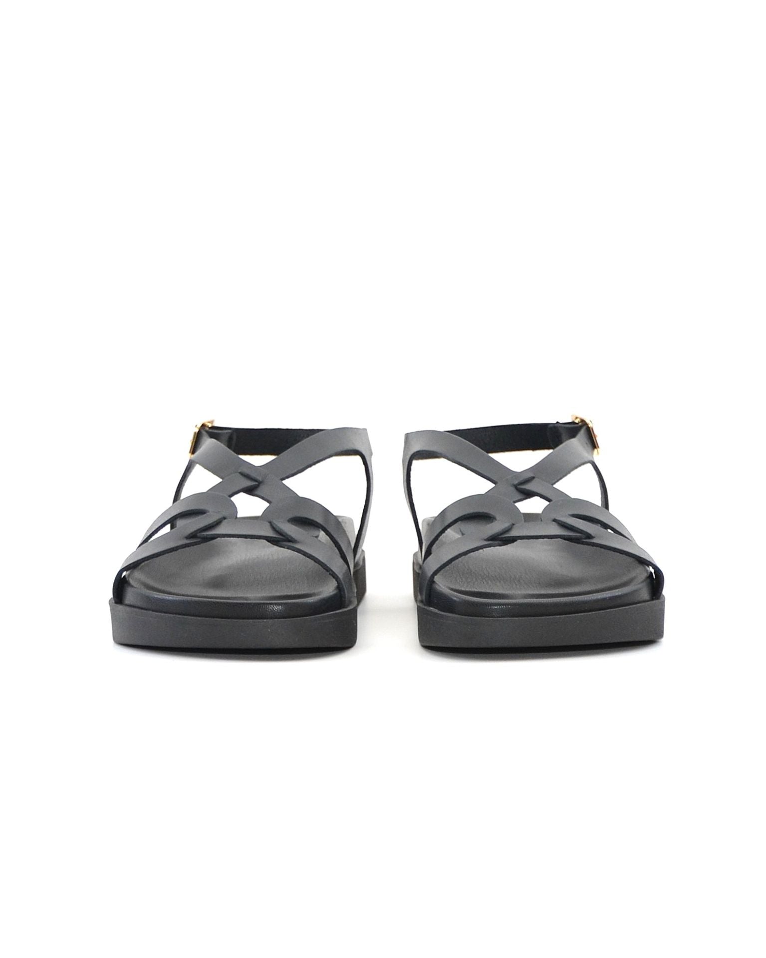 SANDALIA BIO PIEL COLOR NEGRO PLANTA FORRADA LACOMBA CROW