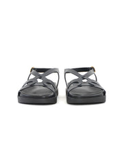 SANDALIA BIO PIEL COLOR NEGRO PLANTA FORRADA LACOMBA CROW