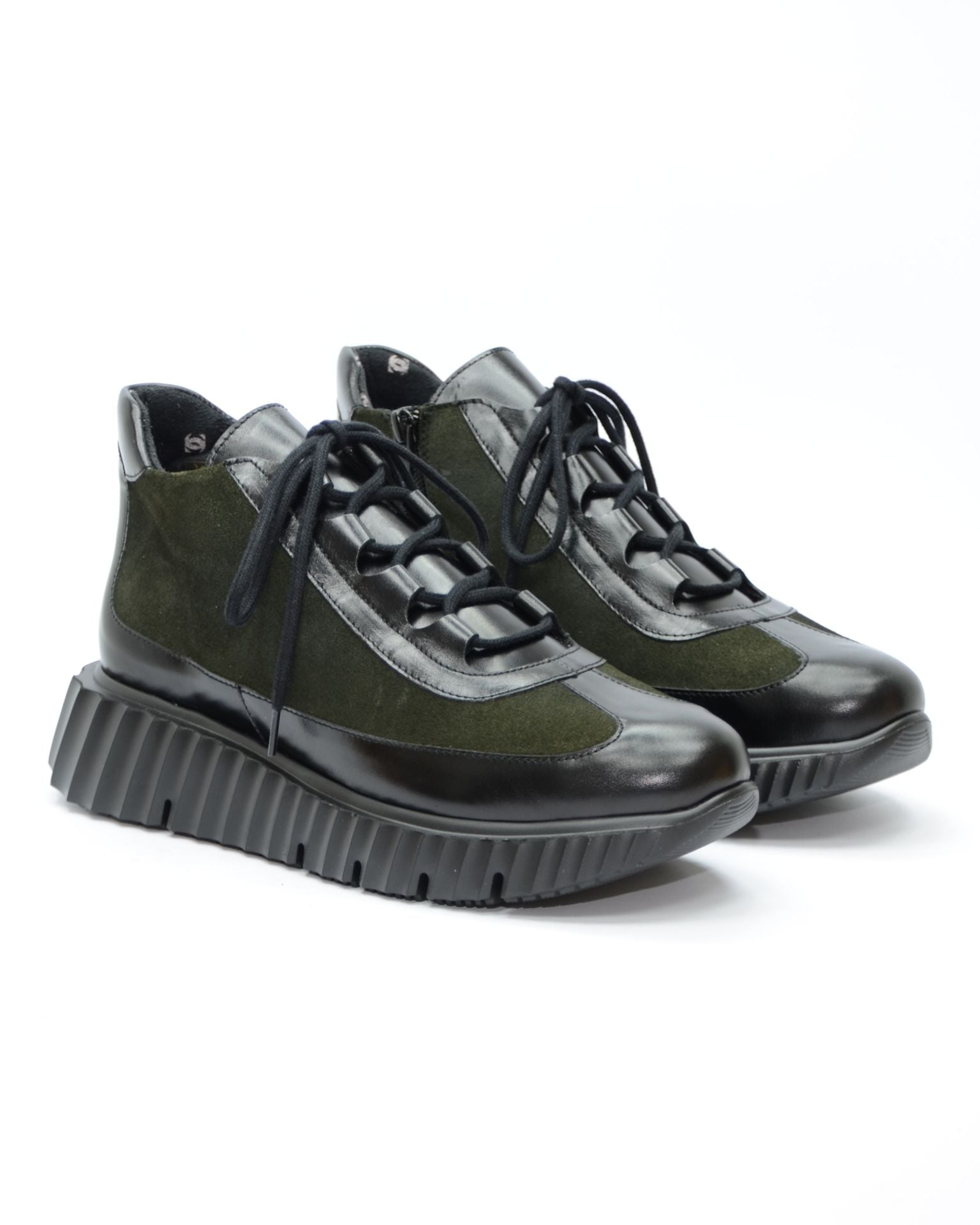 DEPORTIVO MUJER ABOTINADO NEGRO VERDE PISO GRUESO 6509 CONFORT CLASS