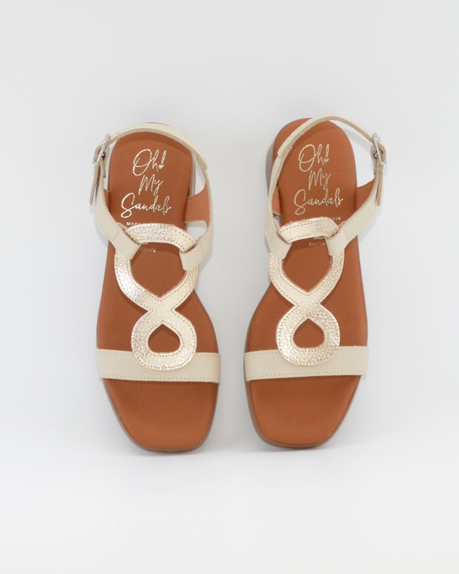 SANDALIA MUJER TACON BAJO COMBI HIELO PLANTA DE GEL OH MY SANDALS 5893