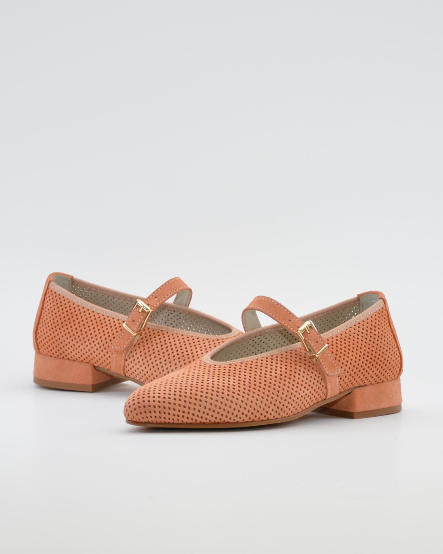 MERCEDITAS DE PIEL COLOR SALMON CON CORREA Y HEBILLA LACOMBA BLOSSOM