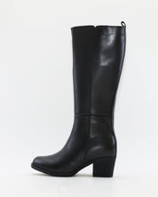 BOTA ALTA MUJER TACON MEDIO COLOR NEGRO CREMALLERA Y ELASTICO TREINTAS L-1504