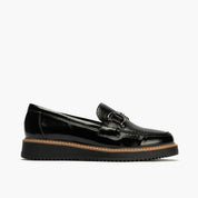 MOCASIN PLANO CHAROL NEGRO PISO BAJO 10760