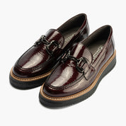MOCASIN PLANO CHAROL BURDEOS PISO BAJO 10760