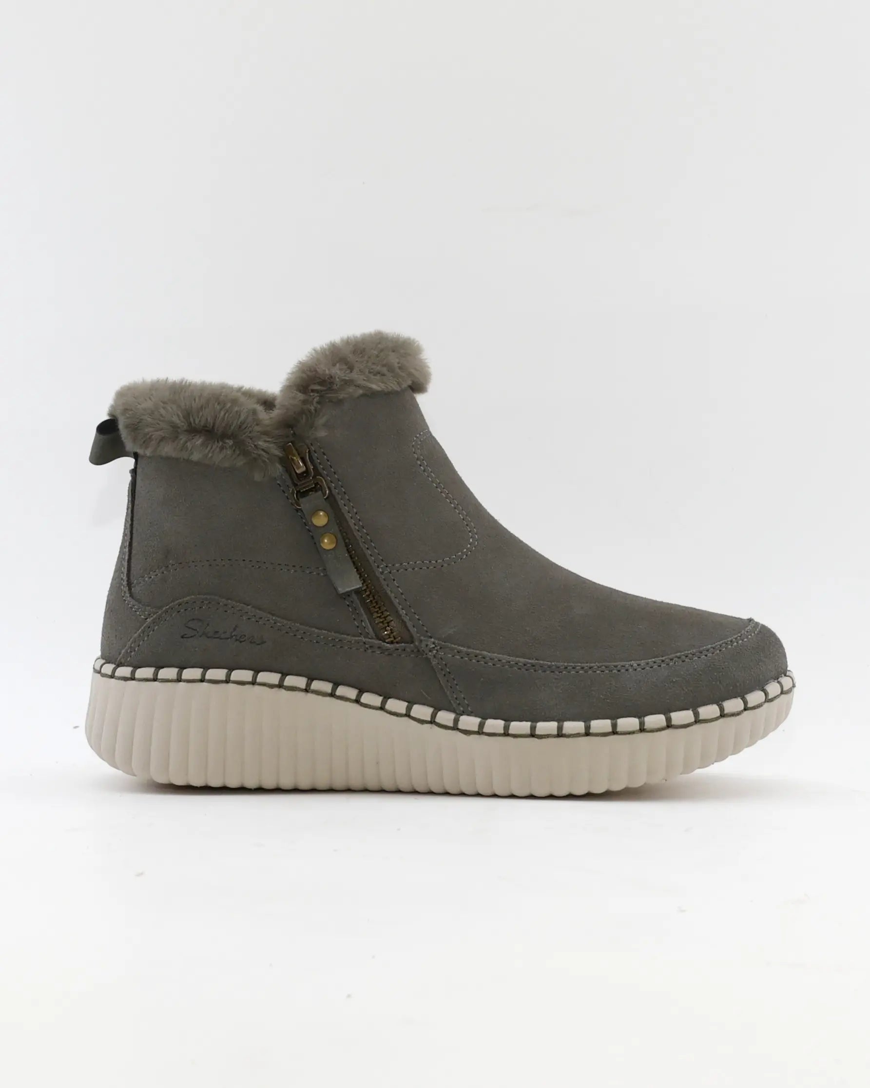 BOTIN PLANO MUJER FORRADO CON PELO SKECHERS VERDE 168108 OLV