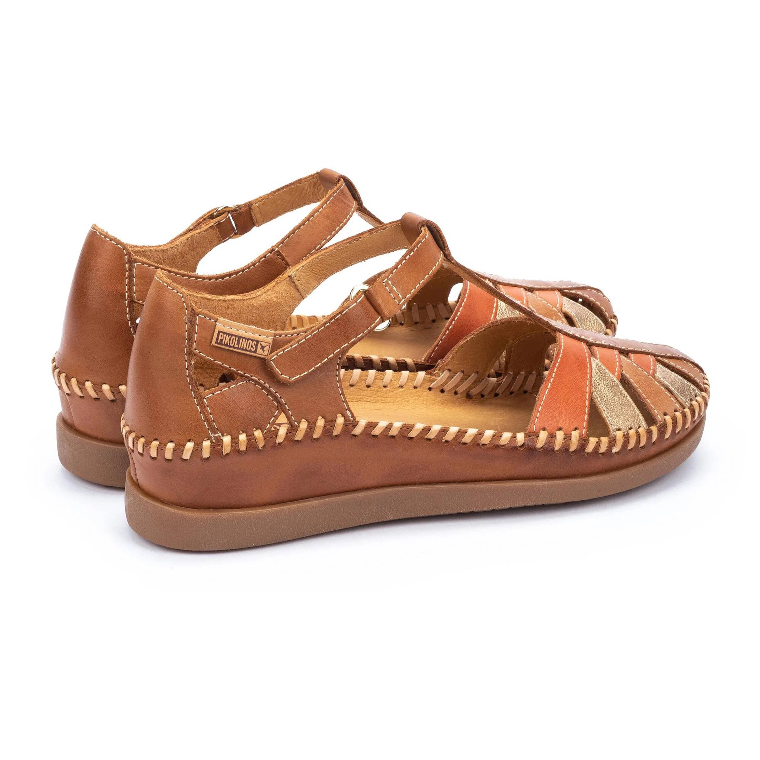 SANDALIA PLANA COLOR CUERO Y CIERRE DE VELCRO PIKOLINOS W8K-0705C1 BRANDY