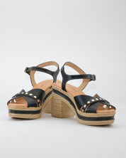 SANDALIA MUJER TACON Y PLATAFORMA COLOR NEGRO CON TACHAS PITILLOS 30213