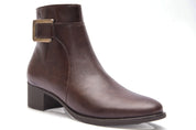 BOTIN MUJER MARRON TACON CUADRADO Y CREMALLERA  L-4419