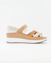 SANDALIA TRENZADA PLANTILLA EXTRAIBLE MUJER  ANCHO ESPECIAL COLOR MULTI MIEL PIE SANTO 260425