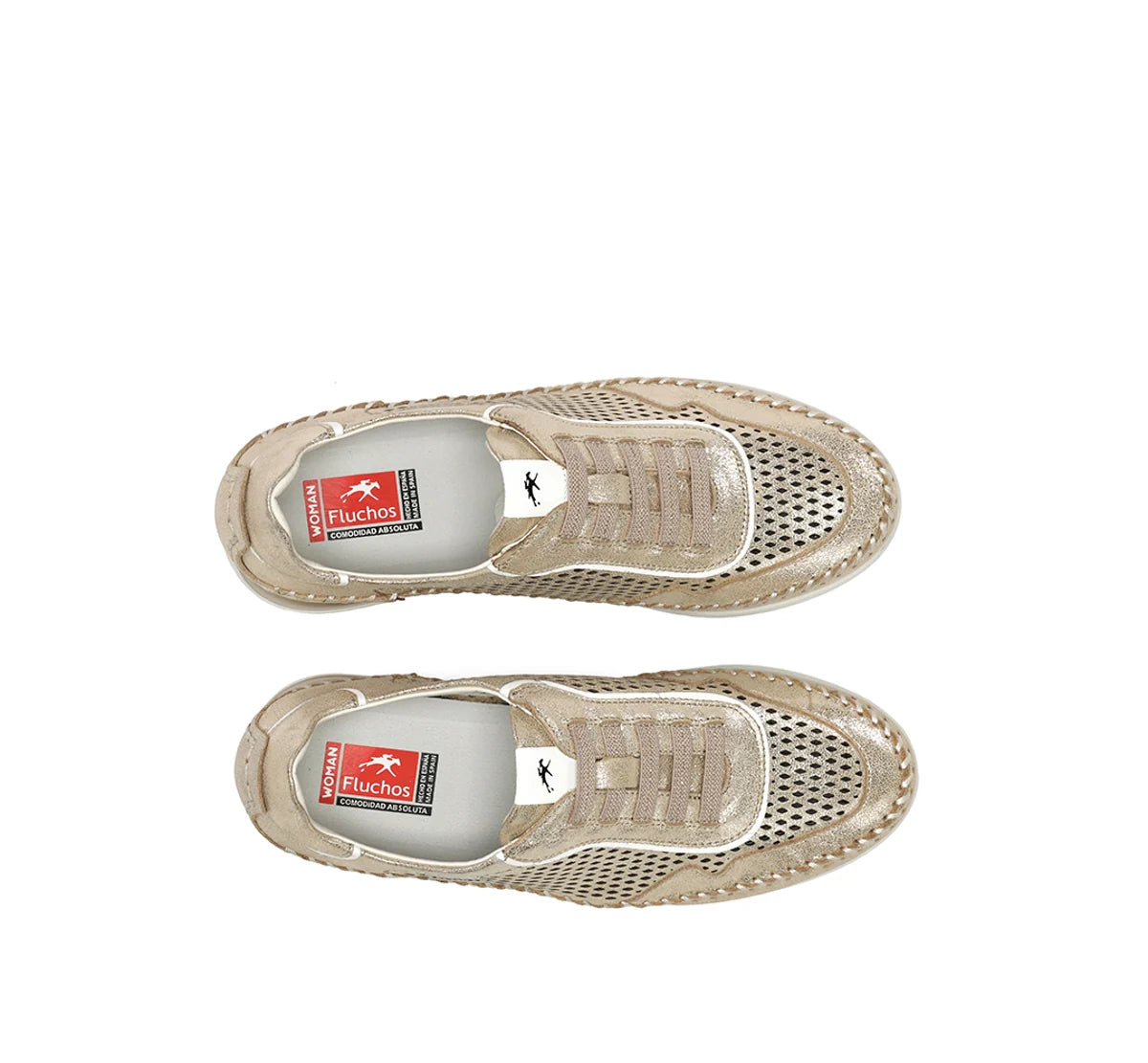 ZAPATO CASUAL MUJER CON ELÁSTICOS COLOR METALIZADO FLUCHOS SELLA F2249 OXIDO