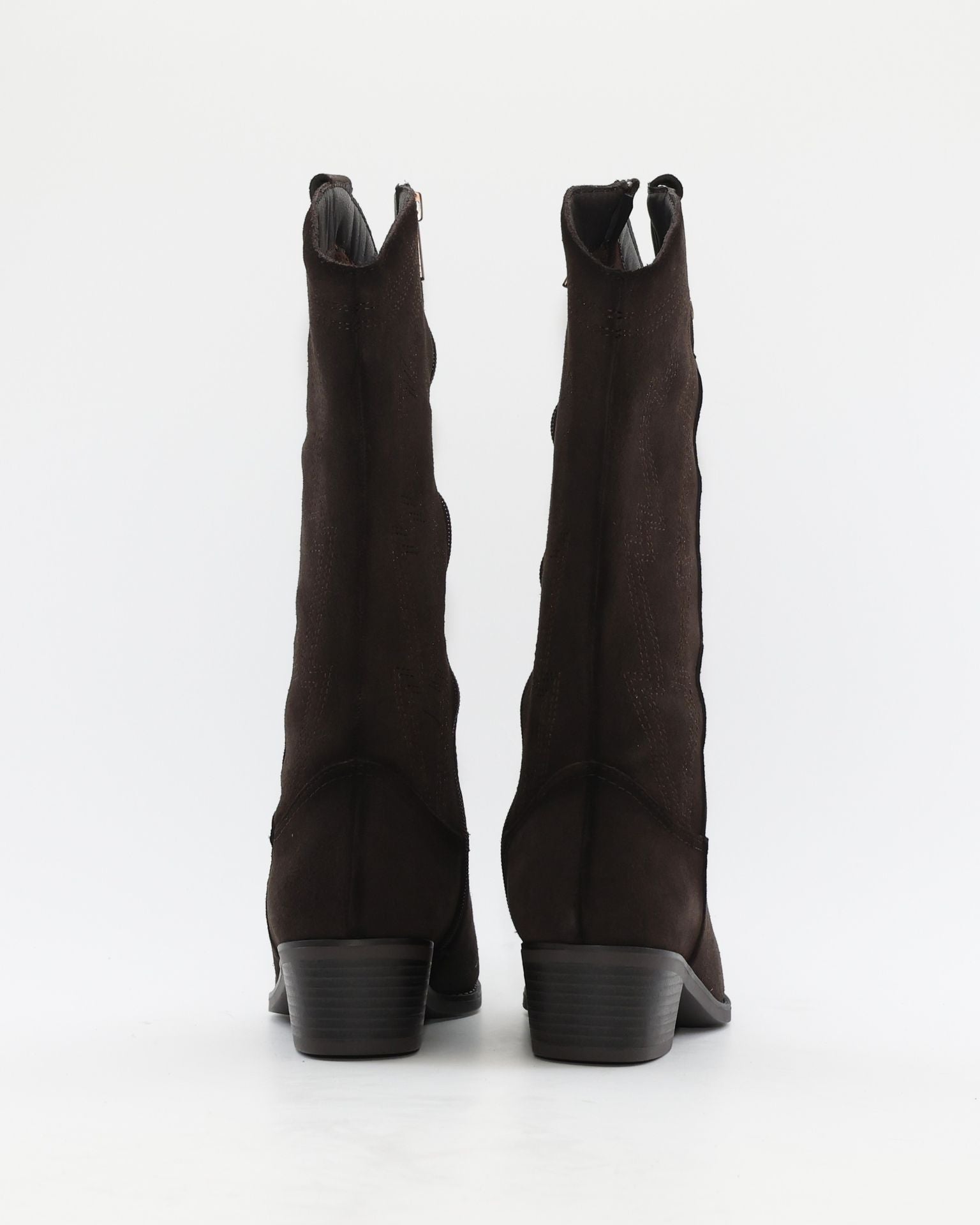 BOTA COWBOY MUJER SERRAJE MARRON CHOCOLATE CON CREMALLERA CARMELA 164381