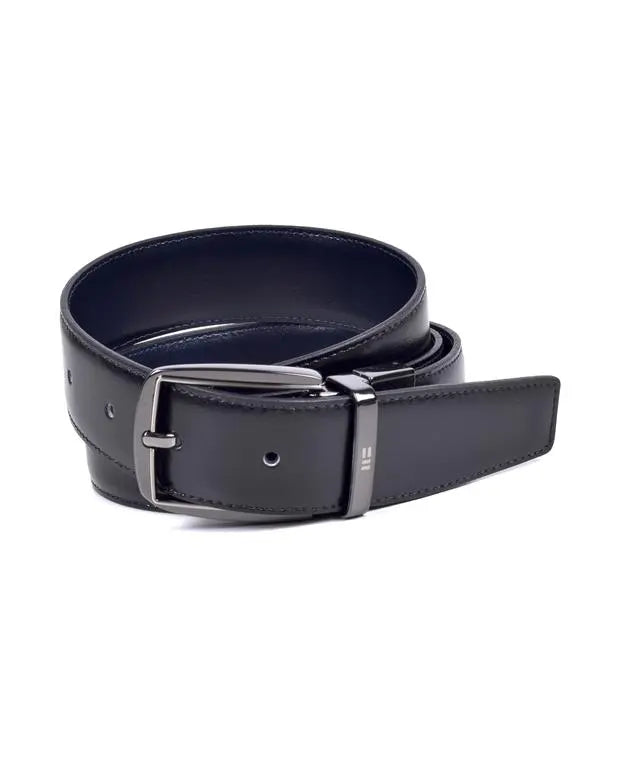 CINTURON DE PIEL REVERSIBLE MARINO NEGRO