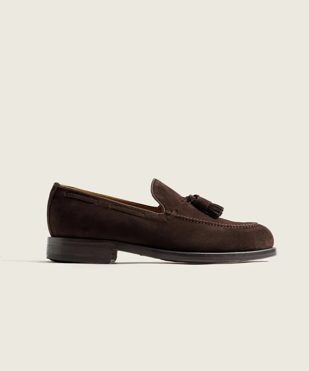 ZAPATO HOMBRE BORLAS TASSEL SERRAJE MARRON SUELA DE CUERO