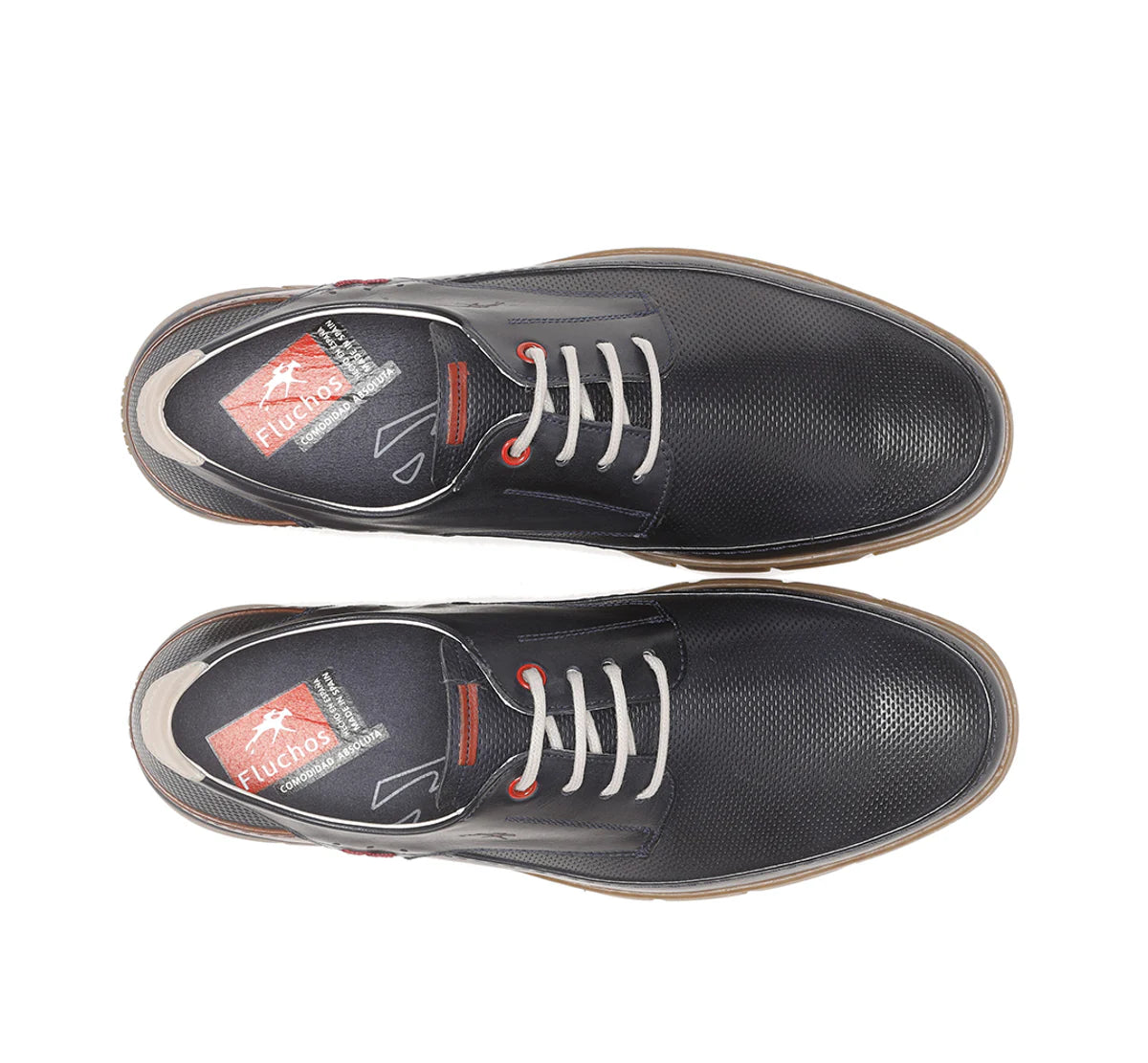 ZAPATO HOMBRE FLUCHOS AZUL MARINO CORDON PISO CARAMELO BARRY F1156