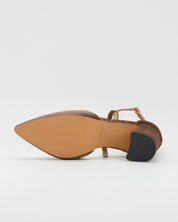 ZAPATO SALÓN MUJER COLOR TERCIOPELO TAUPE TACÓN ANCHO Y TIRAS AZAREY 459M066