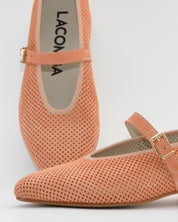 MERCEDITAS DE PIEL COLOR SALMON CON CORREA Y HEBILLA LACOMBA BLOSSOM