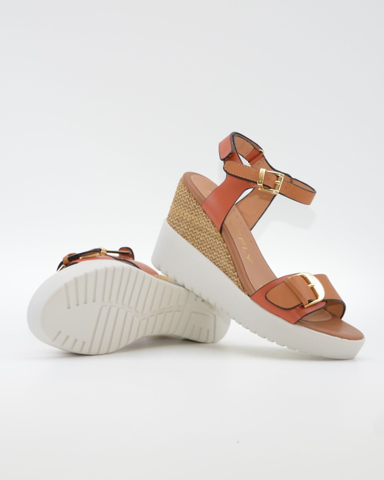 SANDALIA CUÑA MUJER STONEFLY ADORNO HEBILLA COMBI TEJA CUERO 222301 EDM
