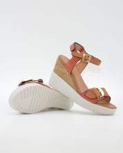 SANDALIA CUÑA MUJER STONEFLY ADORNO HEBILLA COMBI TEJA CUERO 222301 EDM
