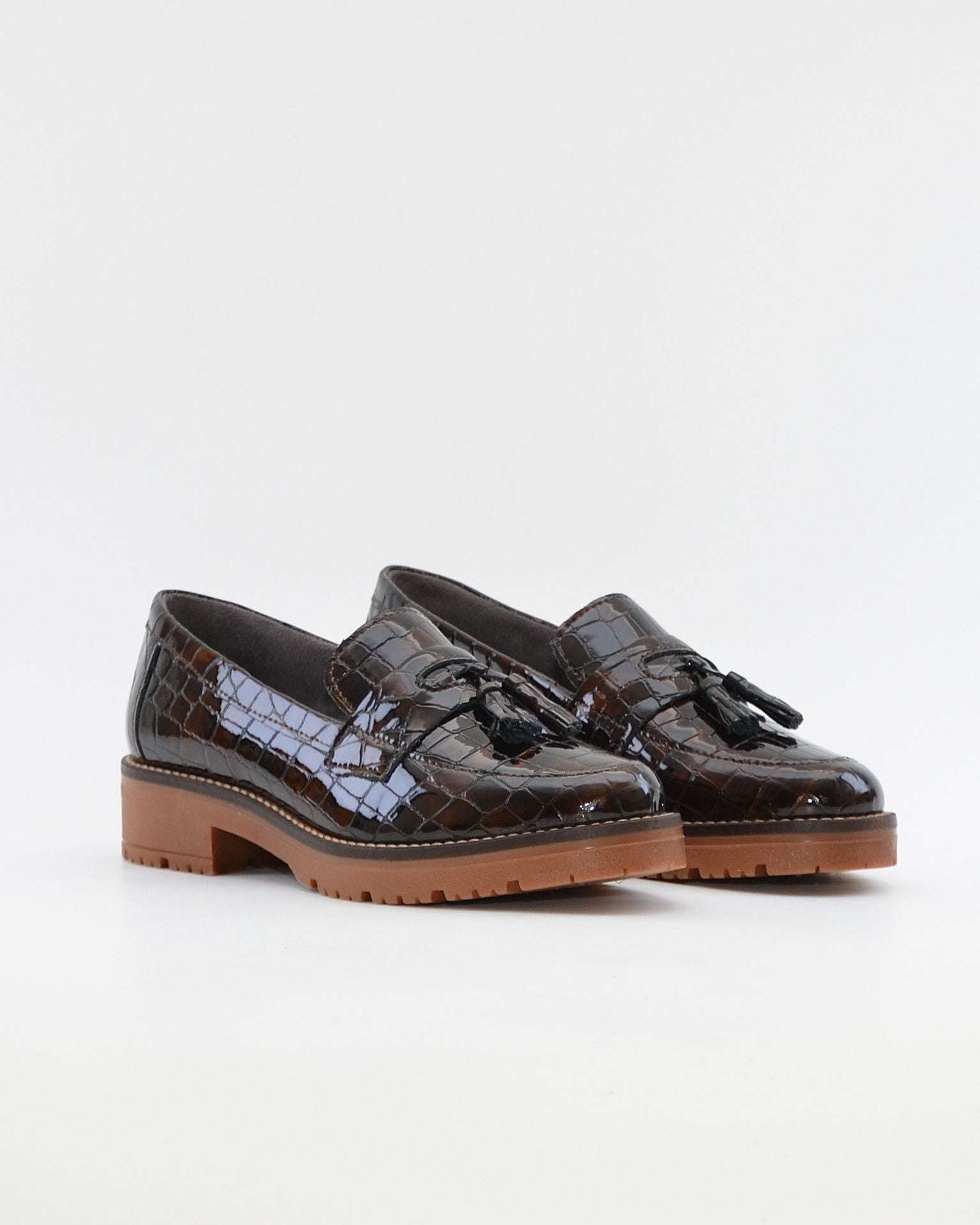 ZAPATO MOCASIN MUJER CHAROL COCO MARRON PLANTILLA EXTRAIBLE PITILLOS 10770