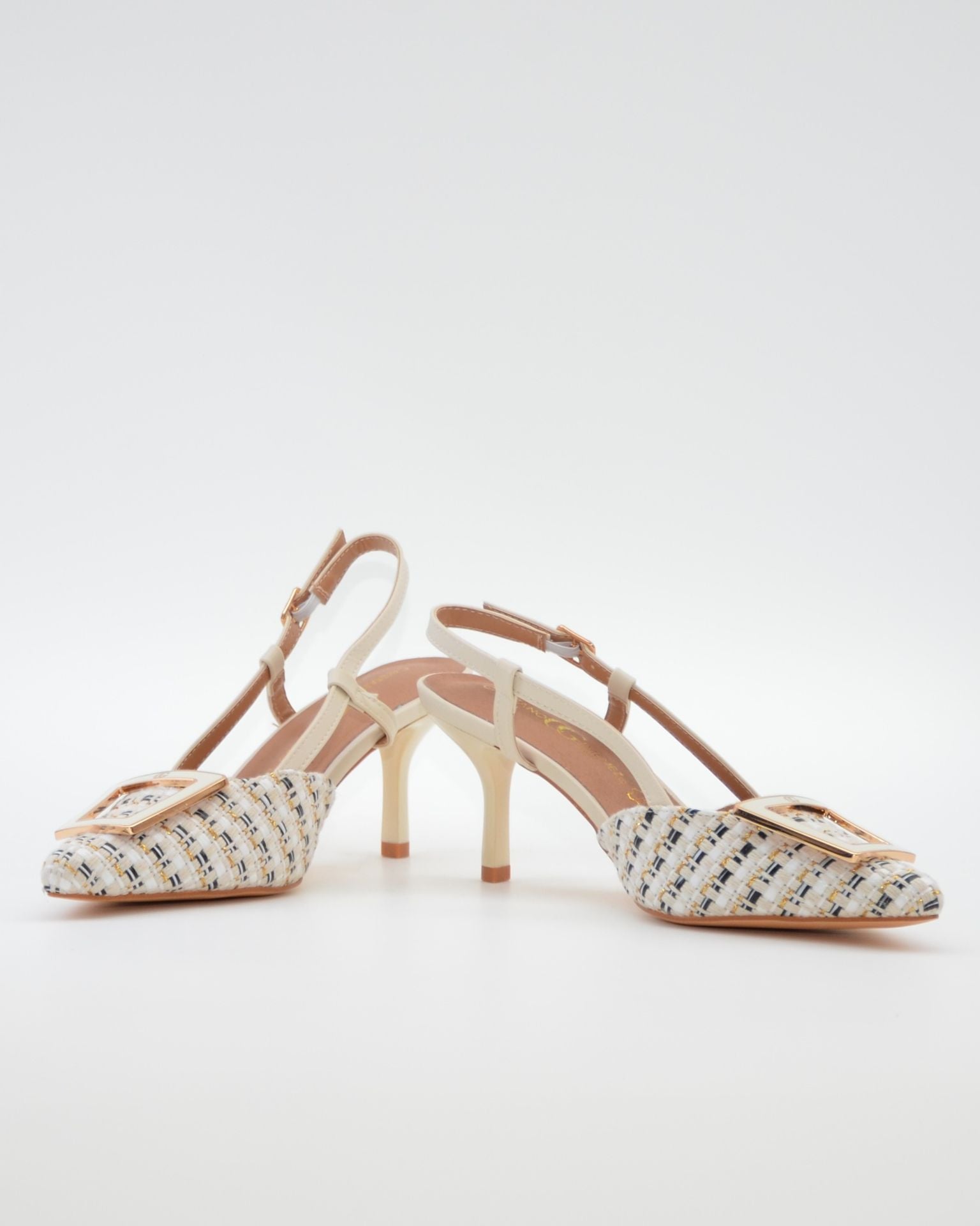ZAPATO FIESTA MUJER TEJIDO BLANCO ADORNO METÁLICO CAYETANO 56022