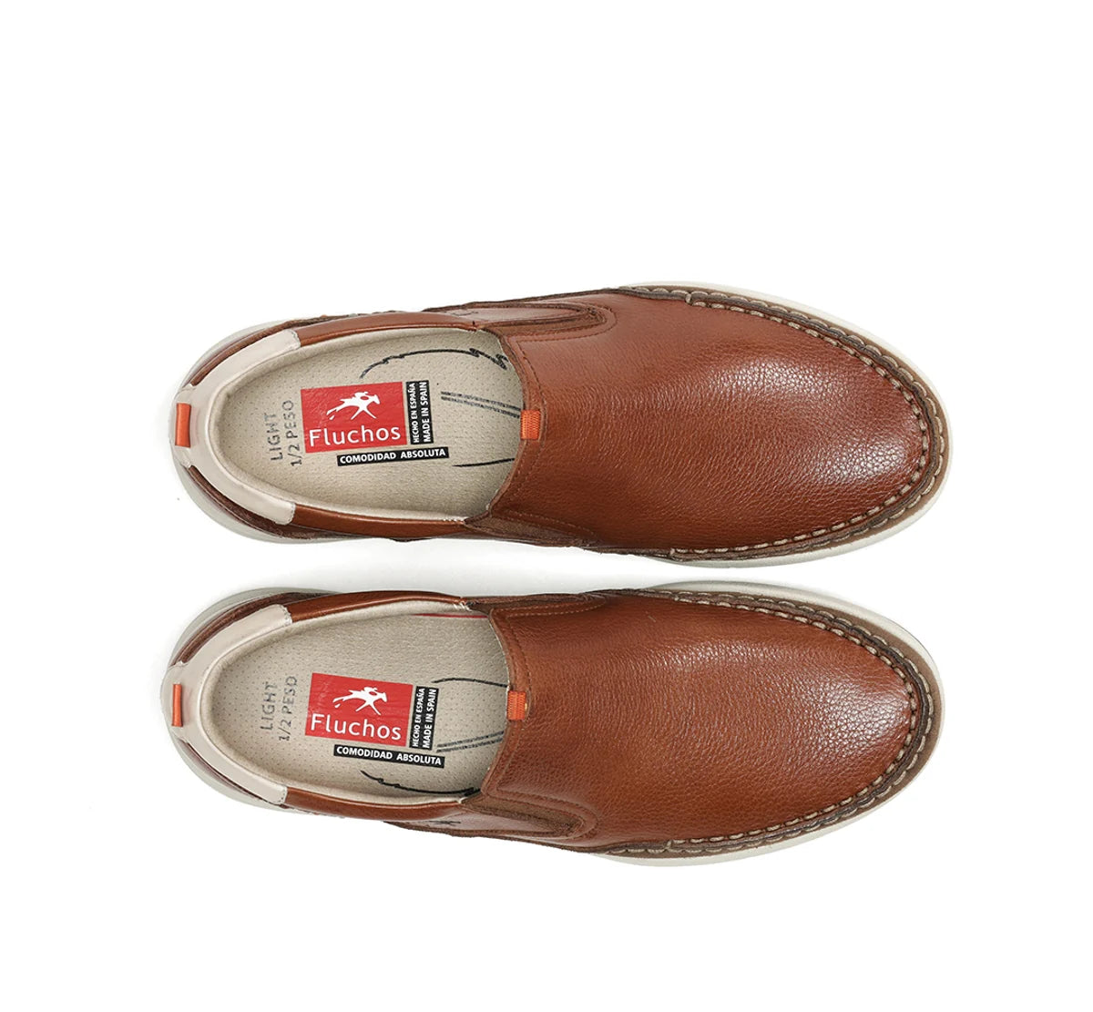 ZAPATO HOMBRE FLUCHOS CON ELASTICOS COLOR CUERO KAI F1985