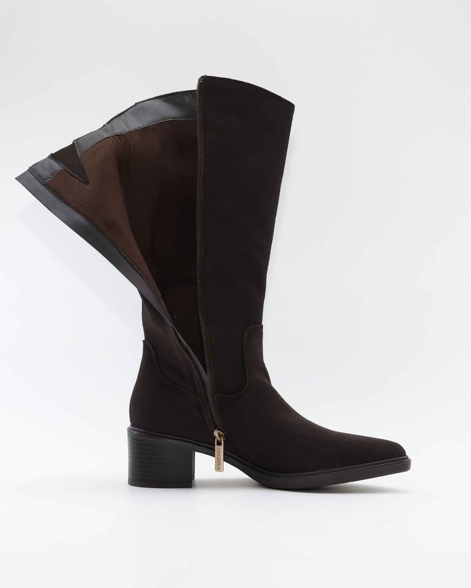BOTA COWBOY MUJER SERRAJE MARRÓN CHOCOLATE CON CREMALLERA CARMELA 164253